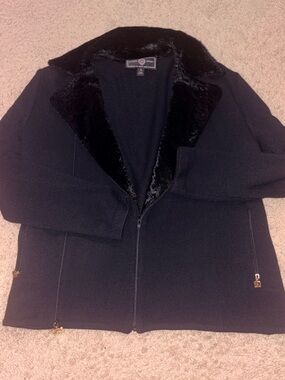 St John Sport by Marie Gray black Santana knit zip up jacket